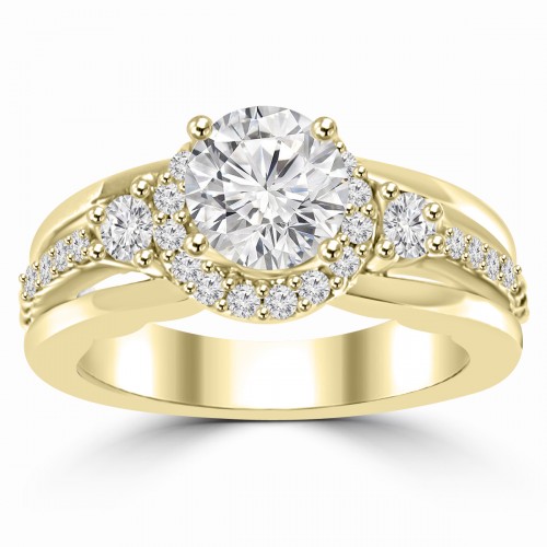 1.20 ct Ladies Round Cut Diamond Semi Mounting Engagement Ring in 14 kt Yellow Gold